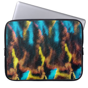 Disco-Ikat-Muster. Farbiger Dirty-Art-Hintergrund. Laptopschutzhülle