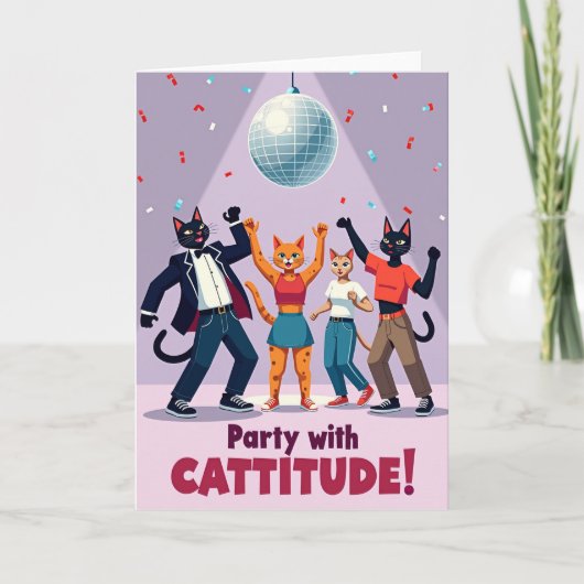 Disco-Katze-Geburtstagskarte Karte (Vorderseite)