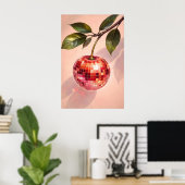 Disco-Kirschposter, Retro-Diskokugel-Fruchtkunst Poster (Heimbüro)