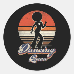 Disco-Königin 70er Vintage 80er Themen Retro Tanz Runder Aufkleber