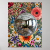 Disco-Kugel-Blumen-Wandkunst Retro-Maximalist-Post Poster (Vorne)