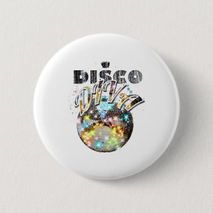 Disco-Kugel Disco-Diva-Königin - 70er Retro-Vintag Button