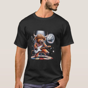 Disco-Kugel-Gitarre Schottisches Hochlandrind T-Shirt