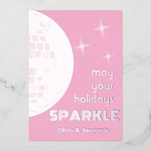 Disco-Kugel Glanz Silberfolie Feiertagskarte Pink