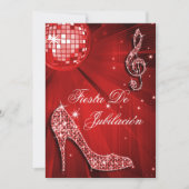 Disco-Kugel & Glitzerschuhe Ruhestand Einladung (Vorderseite)