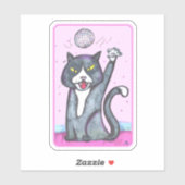 Disco-Kugel-Katze Freche Tanz-Comic-Spaß-Kunst Aufkleber (Blatt)