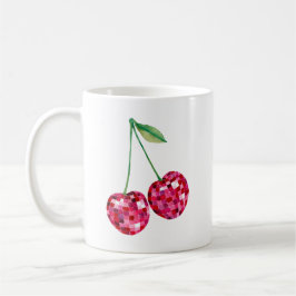 Disco-Kugel-Kirschen Retro-Ästhetik | Kirsche Kaffeetasse