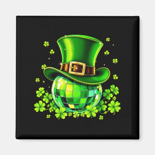 Disco-Kugel Leprechaun-Hut Irischer Kleeblatt St. Magnet (Vorne)