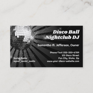 Disco-Kugel-Nachtclub-DJ-Disc-Jockey-Tanzparty Visitenkarte