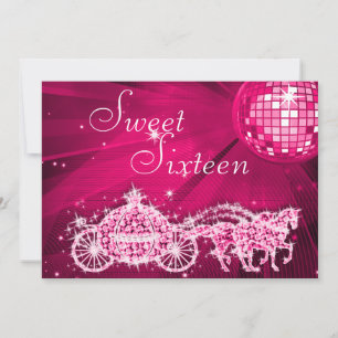 Disco-Kugel, Prinzessinnen-Kutsche & Pferde Sweet Einladung