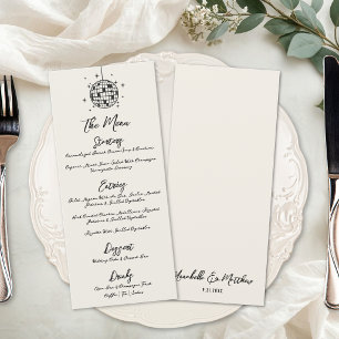 Disco-Kugel Retro Handgezeichnete Hochzeit Menükarte