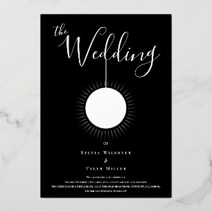 Disco-Kugel Schwarz Silber Hochzeit Folieneinladung