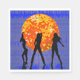 Disco-Kugel-Tanzparty-Silhouette Serviette