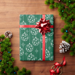 Disco-Kugel-Weihnachtsdekoration Grün und Weiß Geschenkpapier