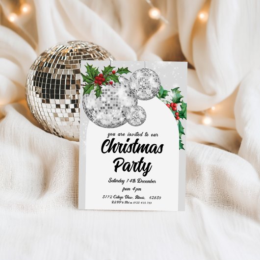 Disco-Kugel-Weihnachtsfeier Einladung