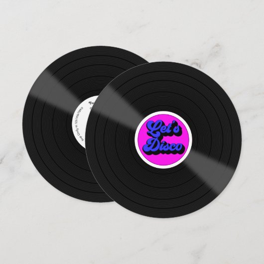 "Disco Lass" Vinyl Record Geburtstagsparty Einladung (Vorne/Hinten)