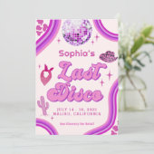 Disco Last Rodeo Cowgirl Bachelorette Einladung (Stehend Vorderseite)