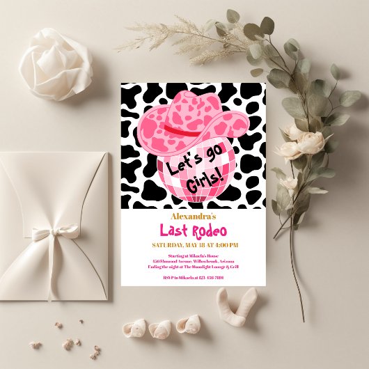 Disco Last Rodeo Cowgirl Brautparty Einladung