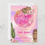 Disco Last Rodeo Cowgirl Brautparty Einladung (Vorderseite)