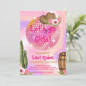 Disco Last Rodeo Cowgirl Brautparty Einladung (Stehend Vorderseite)