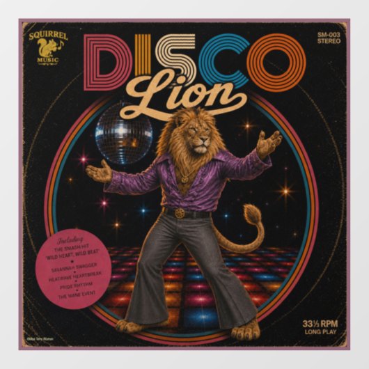 Disco-Löwe Fensteraufkleber (Blatt)