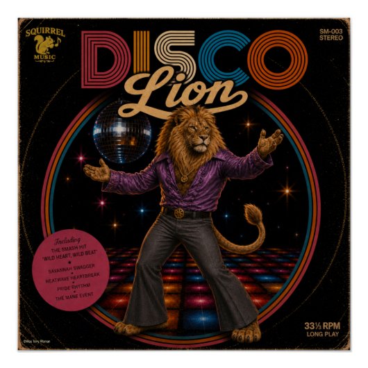 Disco-Löwe Poster (Vorderseite)