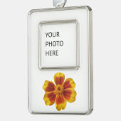 Disco Marigold Orange and Red Summer Blume Rahmen-Ornament Silber (Links)