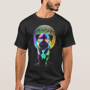 Disco-Mops-Musik Hund Regenbogen Dj Mops T-Shirt