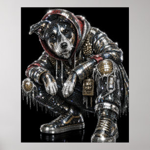Disco-Mosaik-Hundeposter Moderne Wandkunst für H Poster