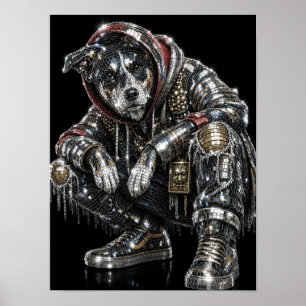 Disco-Mosaik-Hundeposter Moderne Wandkunst für H Poster