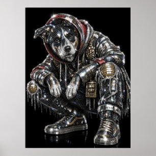 Disco-Mosaik-Hundeposter Moderne Wandkunst für H Poster