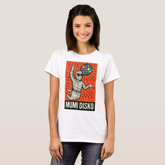 Disco Mummy in Action - Klassischer Pop Art T-Shirt (Vorne ganz)
