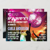 Disco Night Glam Geburtstag/Junggeselinnen-Abschie Einladung (Vorne/Hinten)