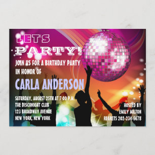 Disco Night Glam Geburtstag/Junggeselinnen-Abschie Einladung