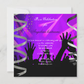 Disco Night Lila Dance Gold Black Glitzer Heelse Einladung (Rückseite)