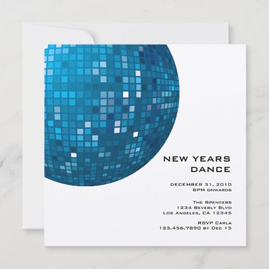 Disco Night New Year Party Einladung (Vorderseite)