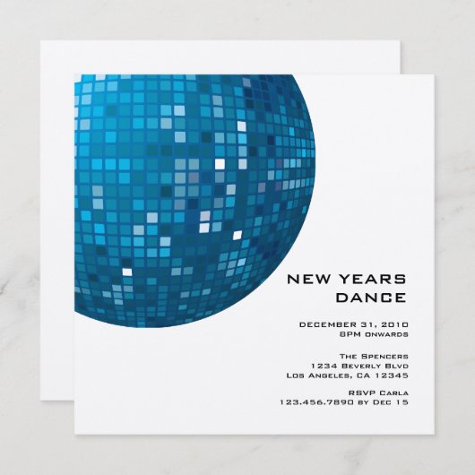 Disco Night New Year Party Einladung (Vorne/Hinten)