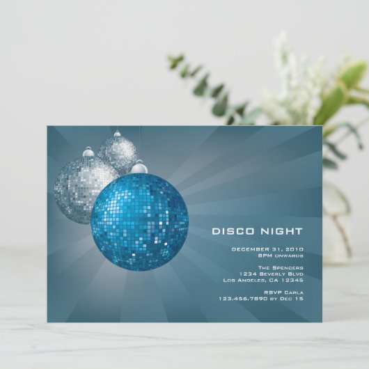 Disco Night New Year Party Einladung (Stehend Vorderseite)