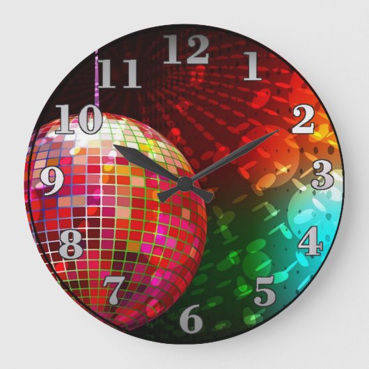 Disco Night Retro 70's Disco Ball Wall Clock Große Wanduhr (Vorderseite)