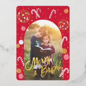 Disco Nutcracker in Rot Folien Feiertagskarte (Vorderseite)