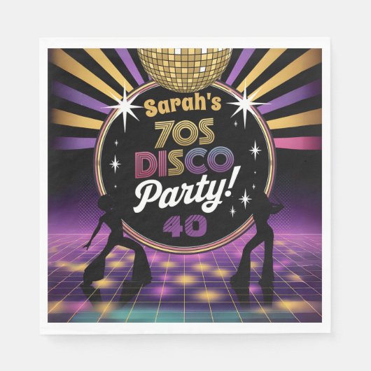 Disco Party 70er Jahre Hippie Geburtstag Rave Serviette (Vorderseite)