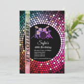 Disco-Party, 70er, Musik, Geburtstagsparty Einladung (Stehend Vorderseite)