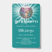 Disco-Party aquamarin grün Ausweis (Vorderseite)