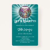 Disco-Party aquamarin grün Ausweis (Vorderseite)