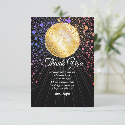 Disco Party Dance Party 70er Diskothek Dankeskarte (Stehend Vorderseite)