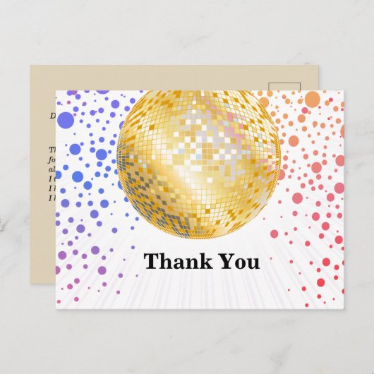 Disco Party Dance Party 70er Diskothek Einladungspostkarte (Vorne/Hinten)