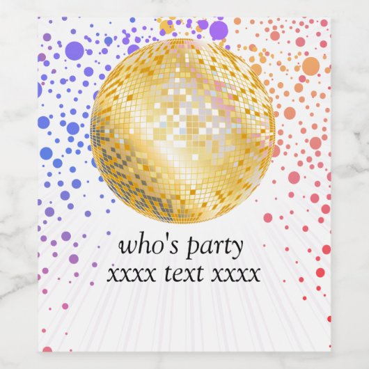 Disco Party Dance Party 70er Diskothek Weinetikett (Einzelnes Label)