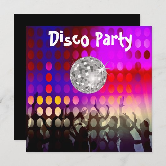 Disco-Party Einladung (Vorne/Hinten)