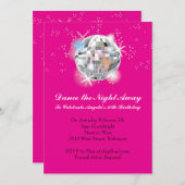 Disco-Party Einladung mit Hot-Pink-Hintergrund (Vorne/Hinten)