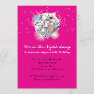 Disco-Party Einladung mit Hot-Pink-Hintergrund